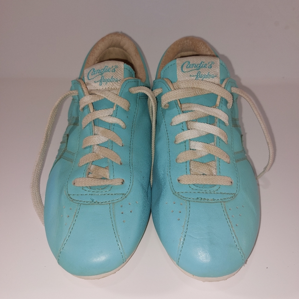 Vintage 80s Candie's Women's Turquoise Leather Athletic Shoes sz?